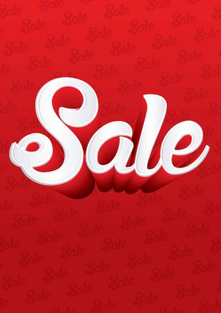 Sale text poster vector on red background.のイラスト素材