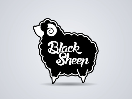 Black sheep with text sign symbol icon graphic vector.のイラスト素材