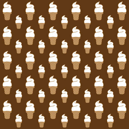 Ice cream cone pattern on brown background vector.のイラスト素材
