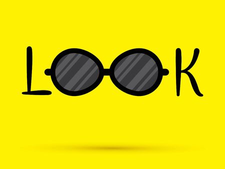 Look eyes glasses Text graphic vector.のイラスト素材