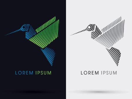 Hummingbird origami paper icon graphic symbol Vector.のイラスト素材