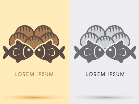 Food from the Bible five loaves and two fishes icon graphic symbol Vector.のイラスト素材