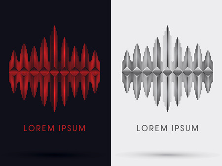 RED  waves Music sound icon graphic symbol Vector.のイラスト素材