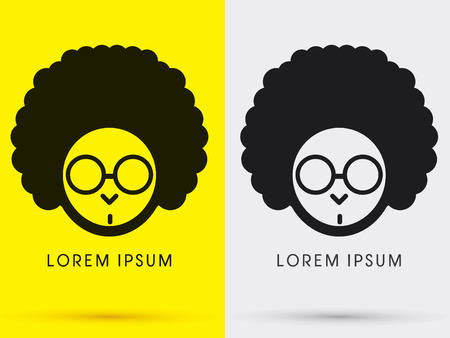 Afro head with glasses  symbol icon graphic vector .のイラスト素材