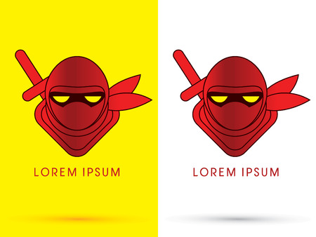 Red Ninja Face sign  symbol icon graphic vector .のイラスト素材