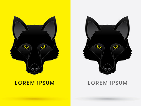 Black Wolf Fox  Head Face  symbol icon graphic vector.のイラスト素材