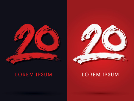 20 grungy  font brush logo symbol icon graphic vector.のイラスト素材
