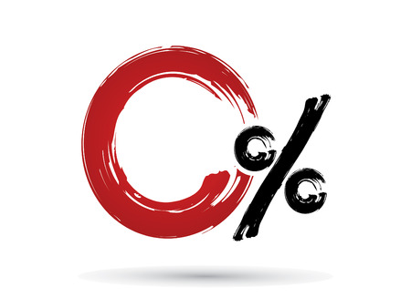 0 percent  Zero grunge  font brush symbol icon graphic vector .のイラスト素材