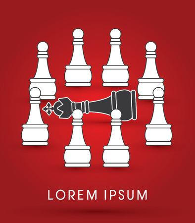 Teamwork Pawn and King Chess logo symbol icon graphic vector .のイラスト素材