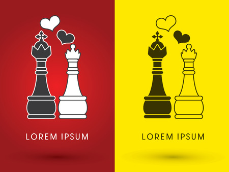 King and Queen loveChess logo symbol icon graphic vector .のイラスト素材