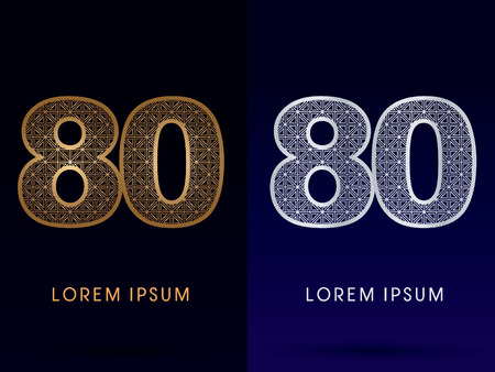 80 Number Luxury font gold and diamond logo symbol icon graphic vector .のイラスト素材