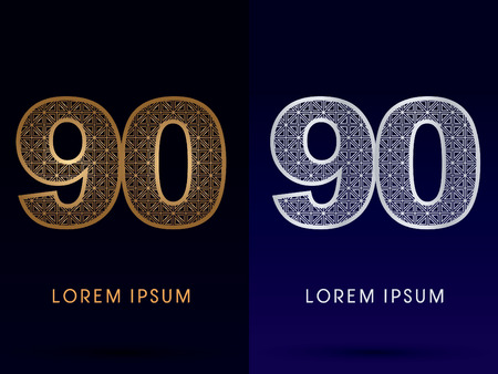 90 Number Luxury font gold and diamond logo symbol icon graphic vector.のイラスト素材