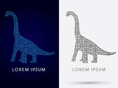 Apatosaurus dinosaur Designed using blue and black geometric  logo symbol icon graphic vector.のイラスト素材