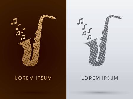 Saxophone music symbol designed using gold geometric shape logo icon graphic vector.のイラスト素材