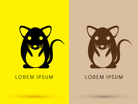 Front Black and brown Mouse Rat Cartoon cute logo symbol icon graphic vector.のイラスト素材