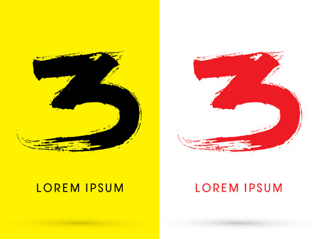 3 Chinese brush grunge font designed using black and red brush handwriting logo symbol icon graphic vector.のイラスト素材