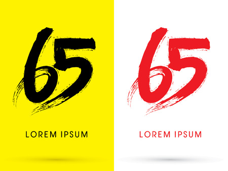 65 Chinese brush grunge font designed using black and red brush handwriting logo symbol icon graphic vector.のイラスト素材