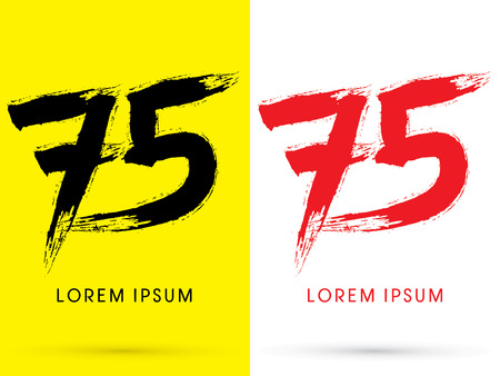 75 Chinese brush grunge font designed using black and red brush handwriting logo symbol icon graphic vector.のイラスト素材