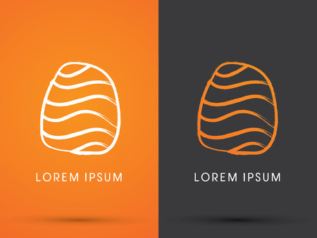 Outline Salmon Sushi design using freestyle grunge brush Japanese restaurant logo symbol icon graphic vector.のイラスト素材