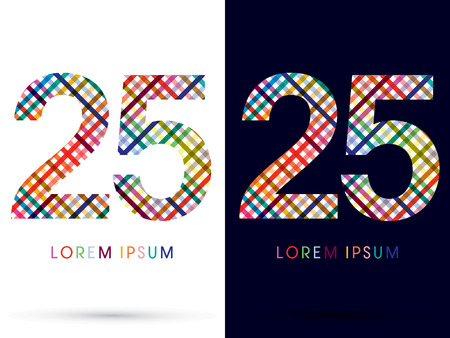 25 colorful font designed using colors line on white and black background concept wicker basket  woven ribbons happy fun fantasy logo symbol icon graphic vector.のイラスト素材