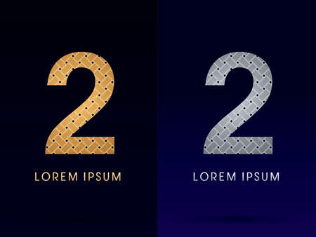 2 Luxury font designed using gold and silver line  on dark background idea from wicker basket  ribbons jewelry logo symbol icon graphic vector.のイラスト素材