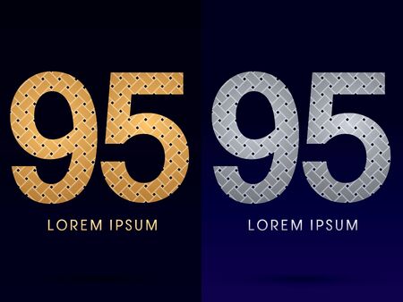 95 Luxury font designed using gold and silver line  on dark background idea from wicker basket  ribbons jewelry logo symbol icon graphic vector.のイラスト素材