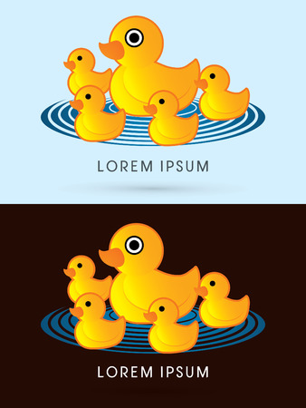 Mother and child yellow duck Cartoon cute logo symbol icon graphic vector.のイラスト素材