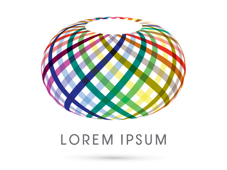 Abstract Shape Building designed using  colorful ribbon line  symbol icon graphic vector.のイラスト素材