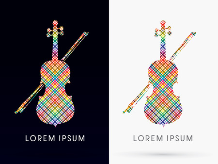 Colorful Abstract Violin, designed using colorful  line wicker, logo, symbol, icon, graphic, vector.のイラスト素材