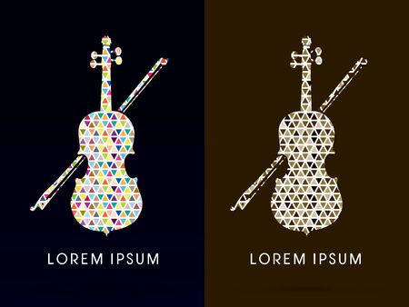 Colorful Abstract Violin, designed using colorful triangle, logo, symbol, icon, graphic, vector.のイラスト素材