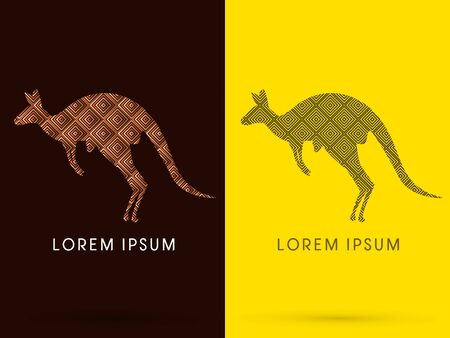 Luxury Kangaroo, Designed using gold bronze black square shape, logo, symbol, icon, graphic,vector.のイラスト素材