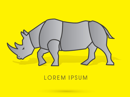 Rhino, Standing, sign ,logo, symbol, icon, graphic, vector.のイラスト素材