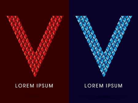 V ,Abstract font, concept hot and cool, fire and ice, graphic, vector.のイラスト素材