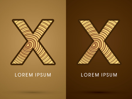 X ,Abstract  font, concept wood, sign ,logo, symbol, icon, graphic, vector.のイラスト素材