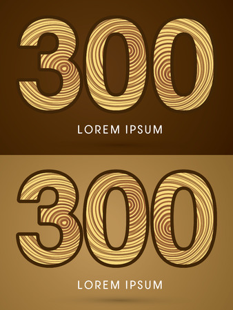 300 ,Abstract  font, concept wood, sign ,logo, symbol, icon, graphic, vector.のイラスト素材