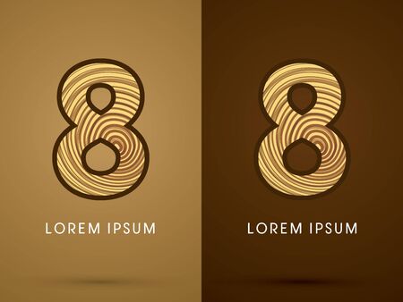 8 ,Abstract  font, concept wood, sign ,logo, symbol, icon, graphic, vector.のイラスト素材