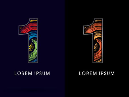 1 ,Abstract , font, concept Spin,designed using colors and gold silver bronze grunge brush,sign ,logo, symbol, icon, graphic, vector.のイラスト素材