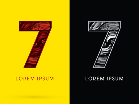 7 ,Abstract , font, concept  Spin, designed using red,black and white, grunge brush, sign.のイラスト素材