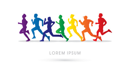 Running , Marathon, designed using rainbow colors, graphic, vector.のイラスト素材