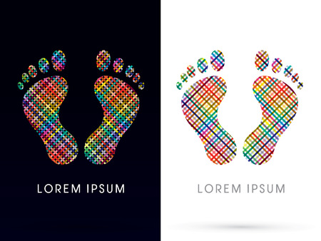 Colorful Foot, Footprint , designed using colorful line , graphic, vector.のイラスト素材