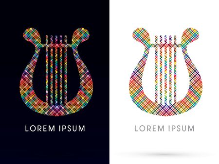 Harp, Lyre, designed using colorful line, graphic, vector.のイラスト素材