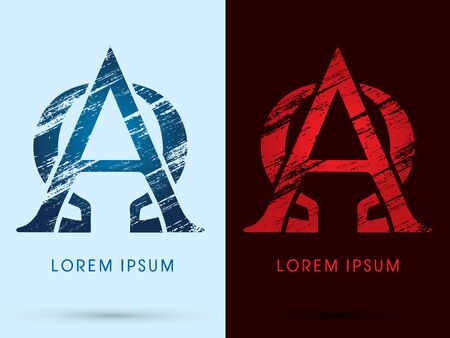 Alpha and Omega, Font Cool and Hot, Ice and Fire grunge destroy graphicのイラスト素材