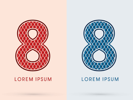 8, Font, Concept  Hot and Cool, Wire Mesh, steel, net, graphic vector.のイラスト素材