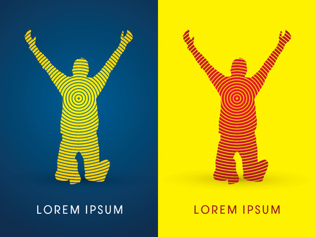 Silhouette, praying, hand up  to God, designed using circle line, graphic vector.のイラスト素材