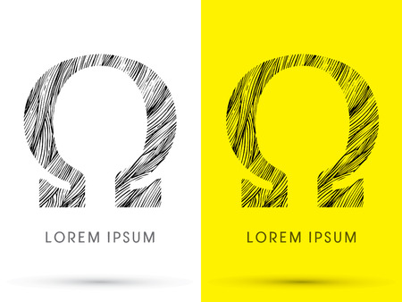 Omega ,Font , hair line, graphic vector.のイラスト素材