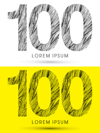 100 ,Font , hair line, graphic vector.のイラスト素材