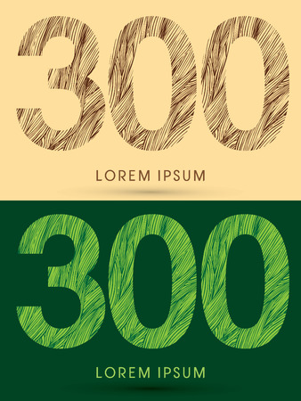 300, Font, concept line stroke , wood and leaf, grass, graphic vector.のイラスト素材