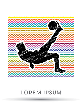 Soccer player hit the ball using Bicycle Kickのイラスト素材