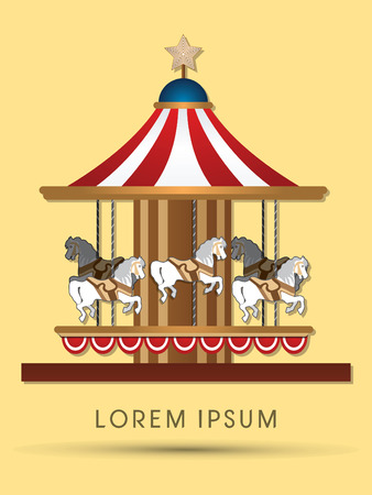 Carousel horses, graphic vector.のイラスト素材