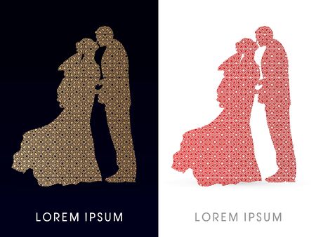 Silhouette, Wedding, designed using luxury square pattern, graphic vector.のイラスト素材